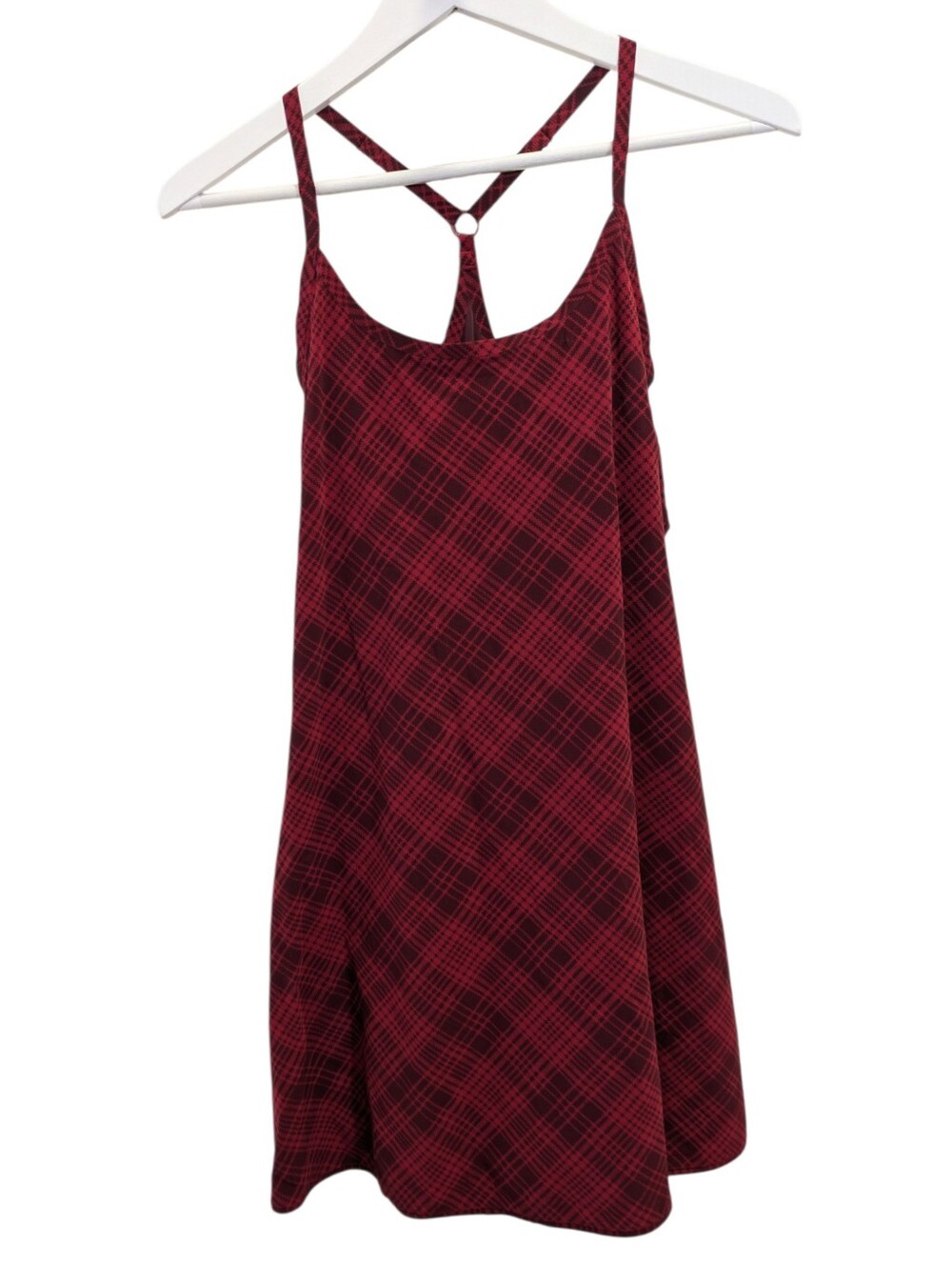 Outdoor Voices Exercise Dress Large Red Pomegranate Plaid Tennis Golf Athleisure